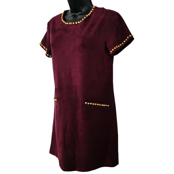 Velvety Wine Embellished Women's Deep-garnet Dress - Picture 5 of 7
